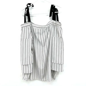 POSH size medium off the shoulder white and black striped blouse